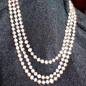 Pearl necklace  Gray 66" strand